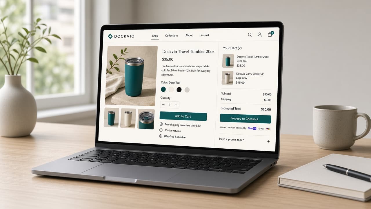 E-commerce product page and checkout UI
