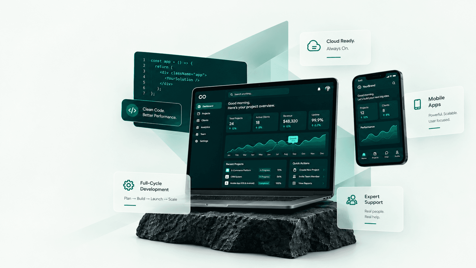 Dockvio software, cloud, and mobile product illustration