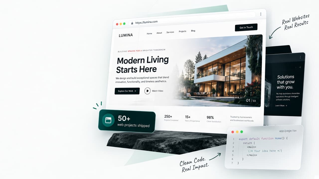 Lumina web platform mockups Dockvio ships for clients